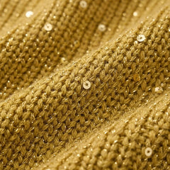 Genevieve Scalloped Hem Gold Button Cardigan in Gold
