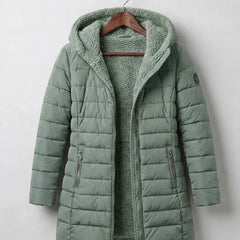 Georgina A-Line Hooded Puffer Coat in Sage Green