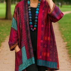 Gina Open Front Kimono Cardigan in Rose