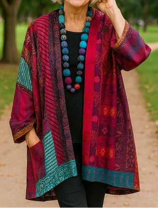 Gina Open Front Kimono Cardigan in Rose
