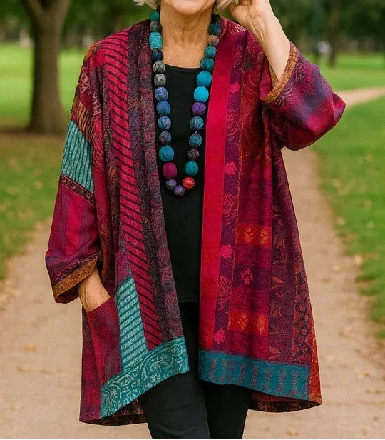 Gina Open Front Kimono Cardigan in Rose