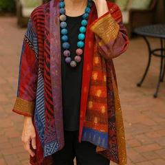 Gina Open Front Kimono Cardigan in Red