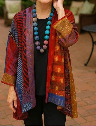 Gina Open Front Kimono Cardigan in Red