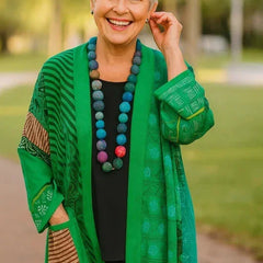 Gina Open Front Kimono Cardigan in Green