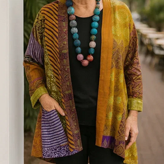 Gina Open Front Kimono Cardigan in Mustard