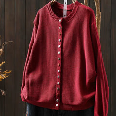 Ginger Multicolour Button Cardigan in Red
