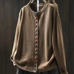 Ginger Multicolour Button Cardigan in Brown