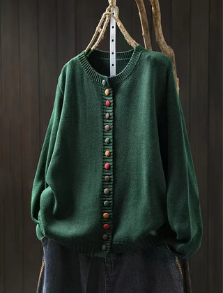 Ginger Multicolour Button Cardigan in Green