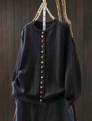 Ginger Multicolour Button Cardigan in Black