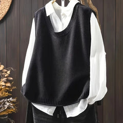 Gwen Button-Back Sweater Vest in Black