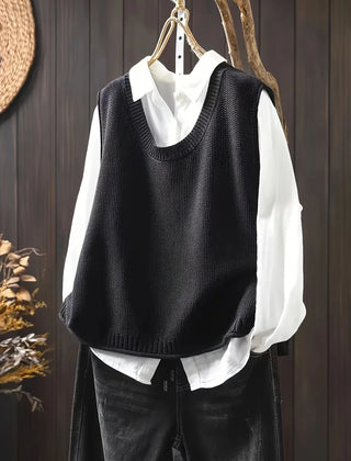 Gwen Button-Back Sweater Vest in Black
