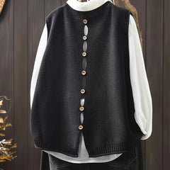 Gwen Button-Back Sweater Vest in Black