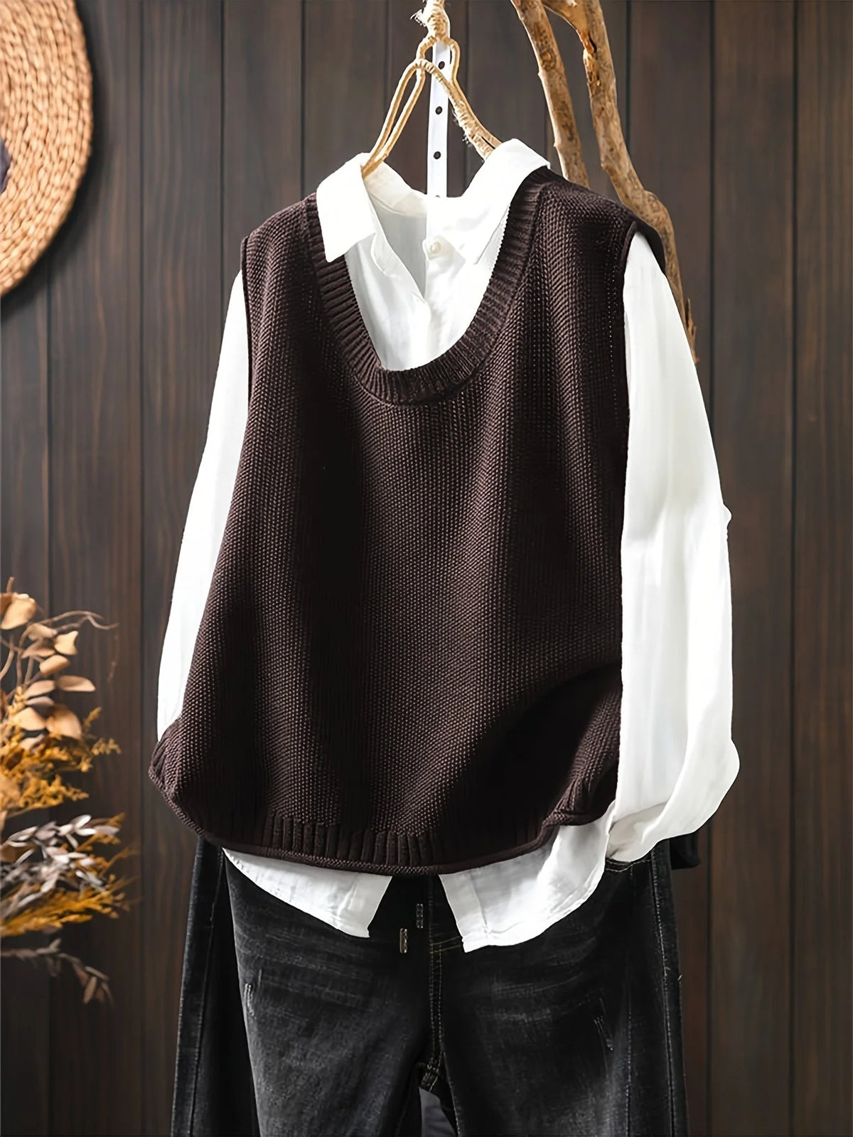 Gwen Button-Back Sweater Vest in Coffee