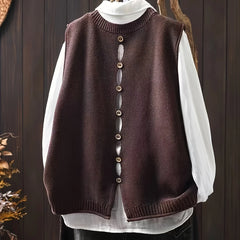 Gwen Button-Back Sweater Vest in Coffee