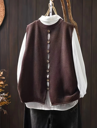 Gwen Button-Back Sweater Vest in Coffee