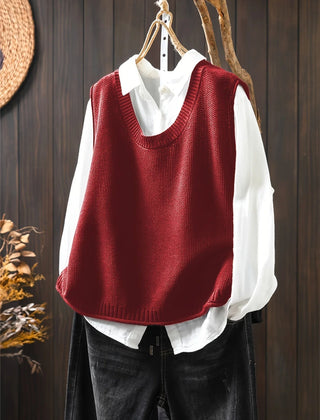 Gwen Button-Back Sweater Vest in Red