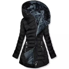 Gwendolyn Faux Fur Lined Hooded Puffer Coat in Black