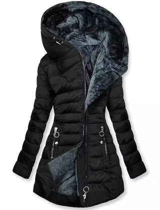 Gwendolyn Faux Fur Lined Hooded Puffer Coat in Black