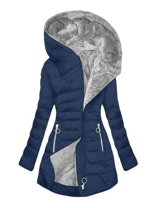 Gwendolyn Faux Fur Lined Hooded Puffer Coat in Navy