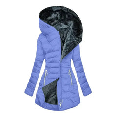 Gwendolyn Faux Fur Lined Hooded Puffer Coat in Light Blue