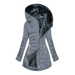 Gwendolyn Faux Fur Lined Hooded Puffer Coat in Grey