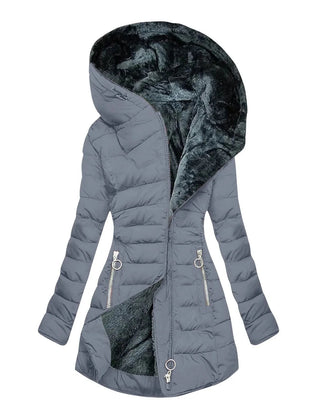 Gwendolyn Faux Fur Lined Hooded Puffer Coat in Grey