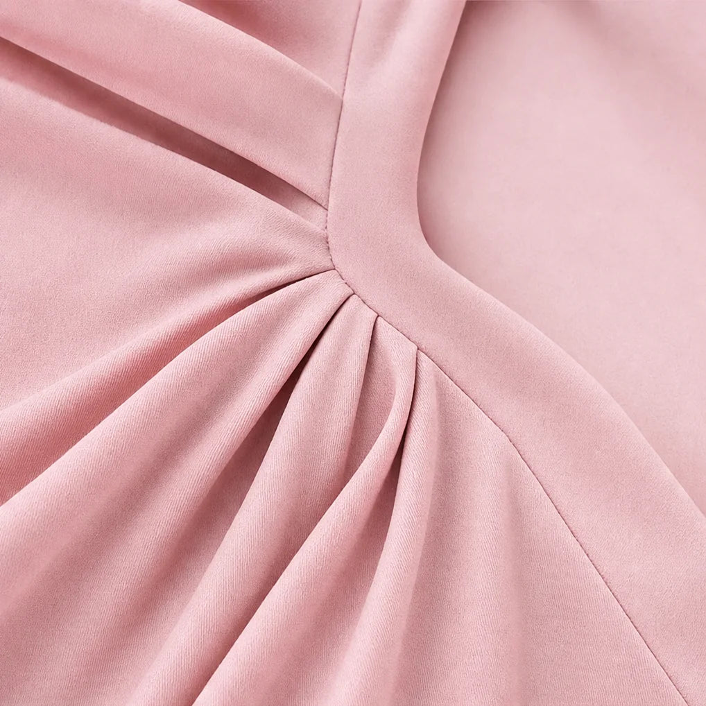 Hannah Rose Shoulder Ruched Midi Dress in Pink