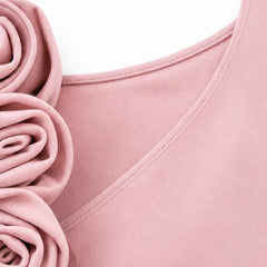 Hannah Rose Shoulder Ruched Midi Dress in Pink