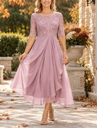Harriet Lace Bodice Draped Midi Dress in Pink