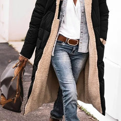 Hilary Reversible Teddy-Lined Long Puffer Coat in Black