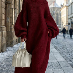 Ida Oversized Maxi Sweater Dress in Wine Red