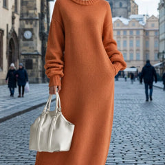 Ida Oversized Maxi Sweater Dress in Orange