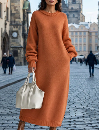 Ida Oversized Maxi Sweater Dress in Orange