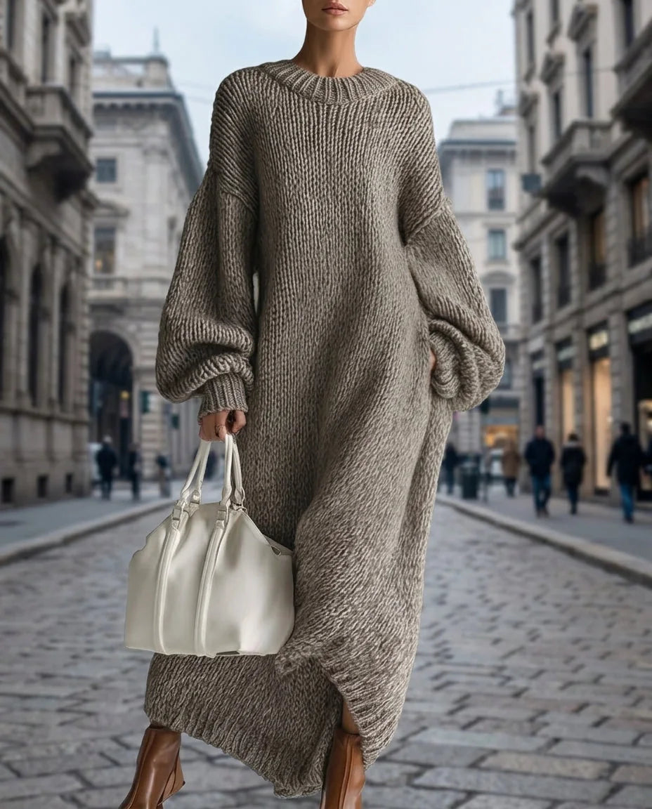 Ida Oversized Maxi Sweater Dress in Grey