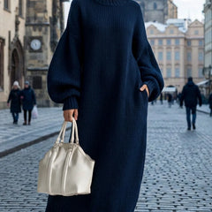 Ida Oversized Maxi Sweater Dress in Navy