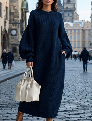 Ida Oversized Maxi Sweater Dress in Navy