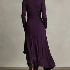 Joan Draped High-Neck Maxi Dress in Purple