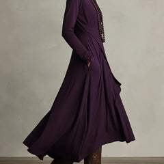 Joan Draped High-Neck Maxi Dress in Purple