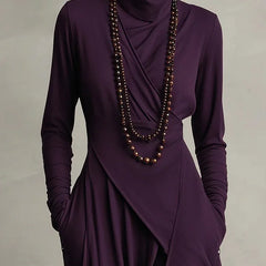Joan Draped High-Neck Maxi Dress in Purple