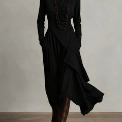 Joan Draped High-Neck Maxi Dress in Black