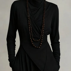 Joan Draped High-Neck Maxi Dress in Black