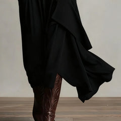 Joan Draped High-Neck Maxi Dress in Black