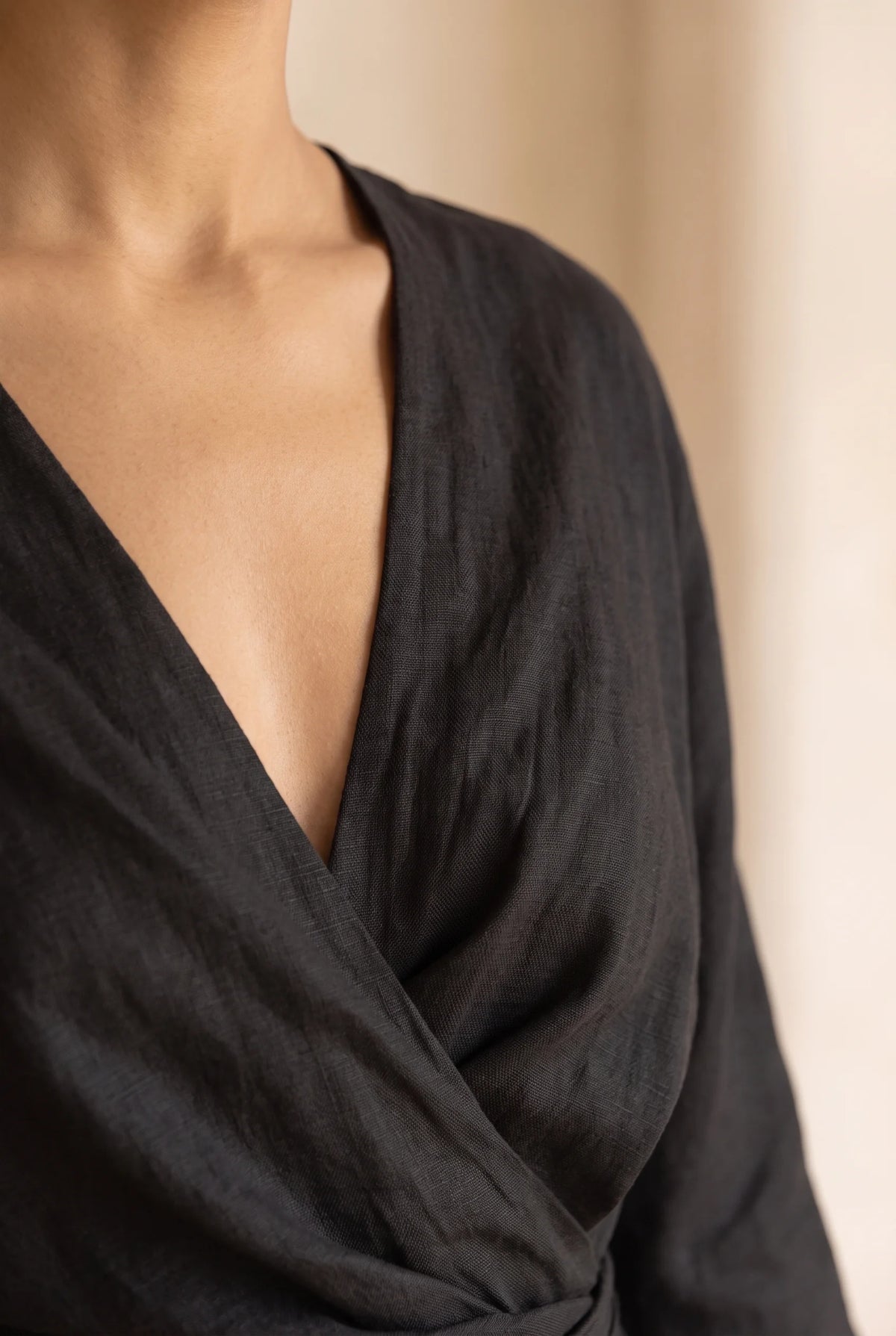 Joanna Wrap Front Maxi Dress in Black
