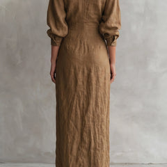 Joanna Wrap Front Maxi Dress in Brown
