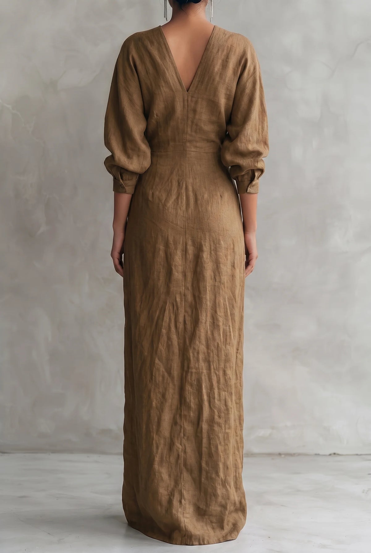 Joanna Wrap Front Maxi Dress in Brown