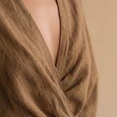 Joanna Wrap Front Maxi Dress in Brown