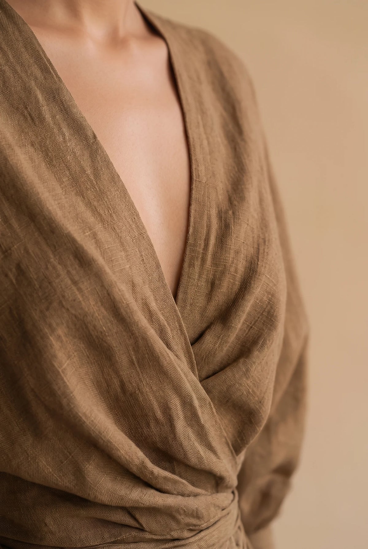 Joanna Wrap Front Maxi Dress in Brown