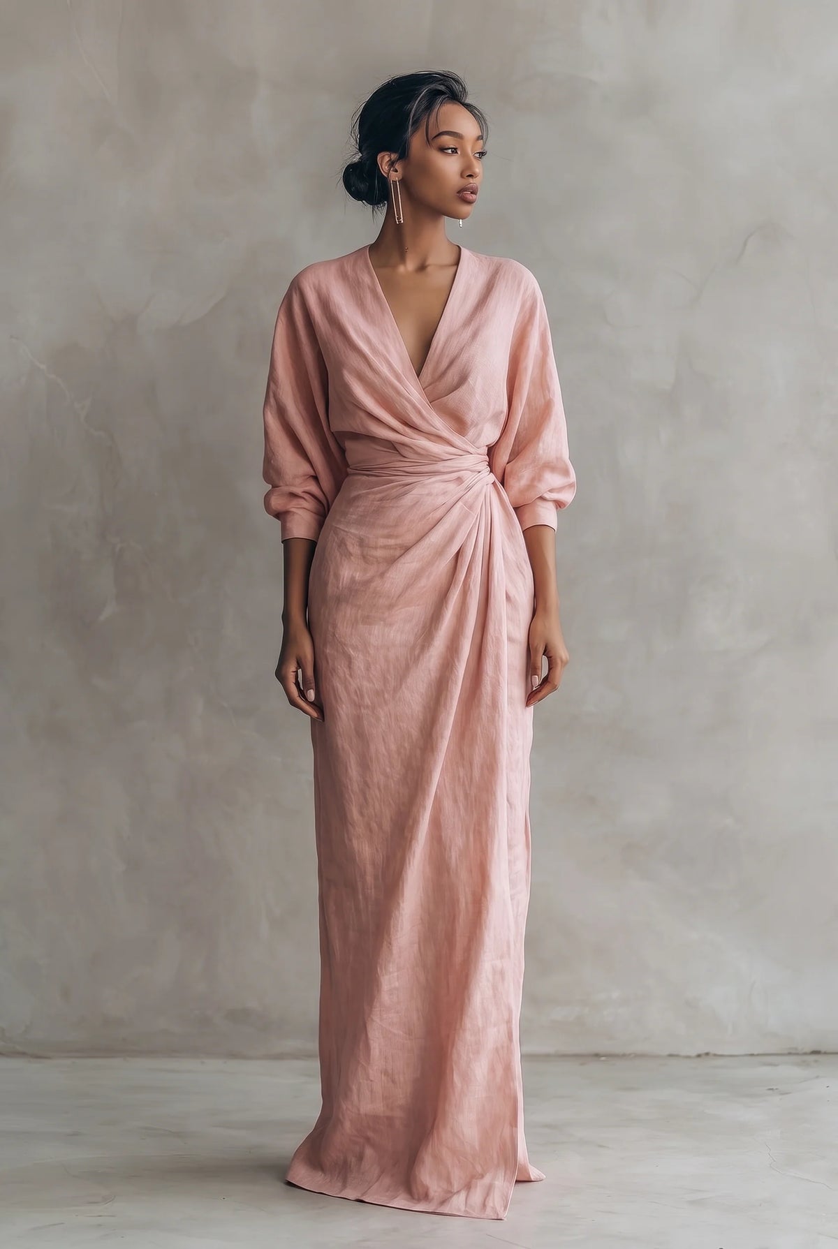 Joanna Wrap Front Maxi Dress in Pink