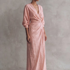 Joanna Wrap Front Maxi Dress in Pink