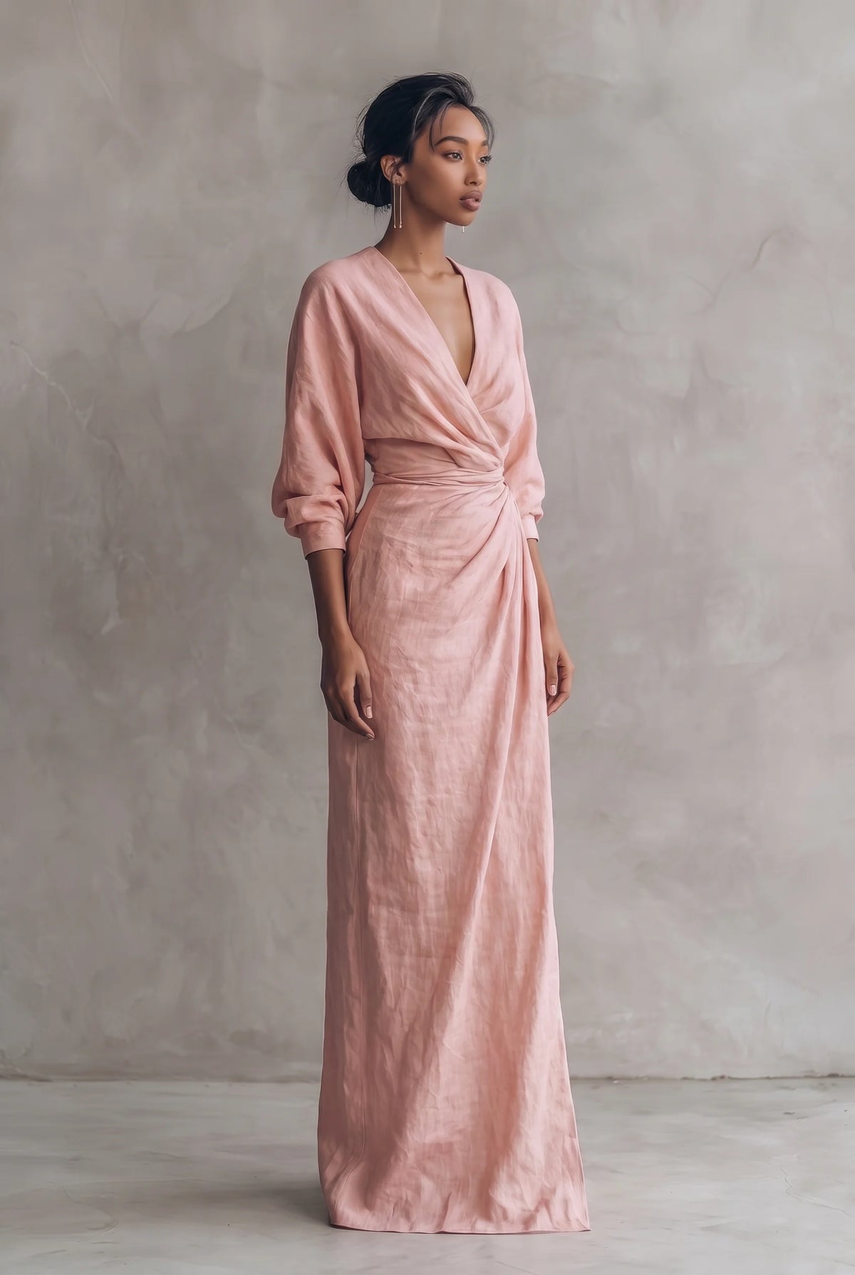 Joanna Wrap Front Maxi Dress in Pink
